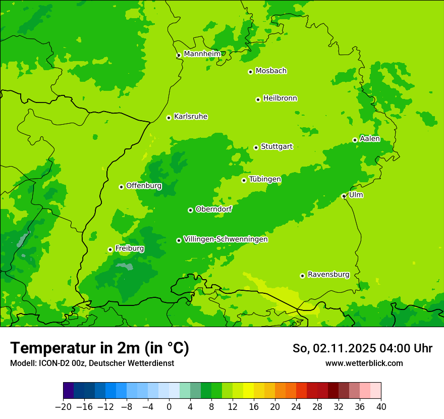 Modellkarten Temperatur