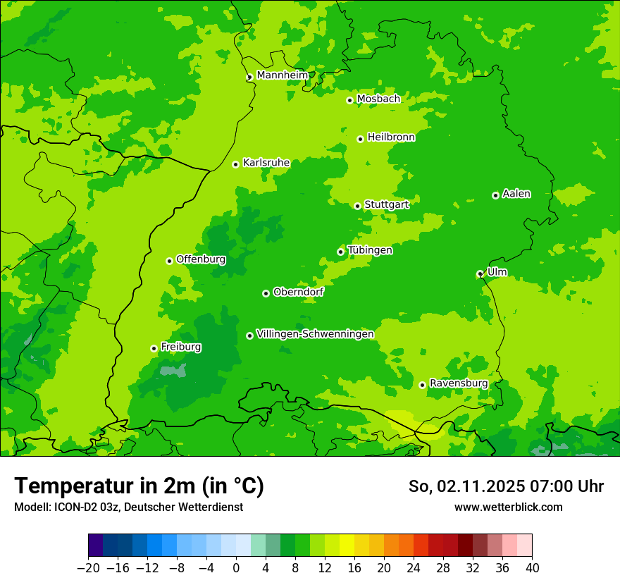 Modellkarten Temperatur