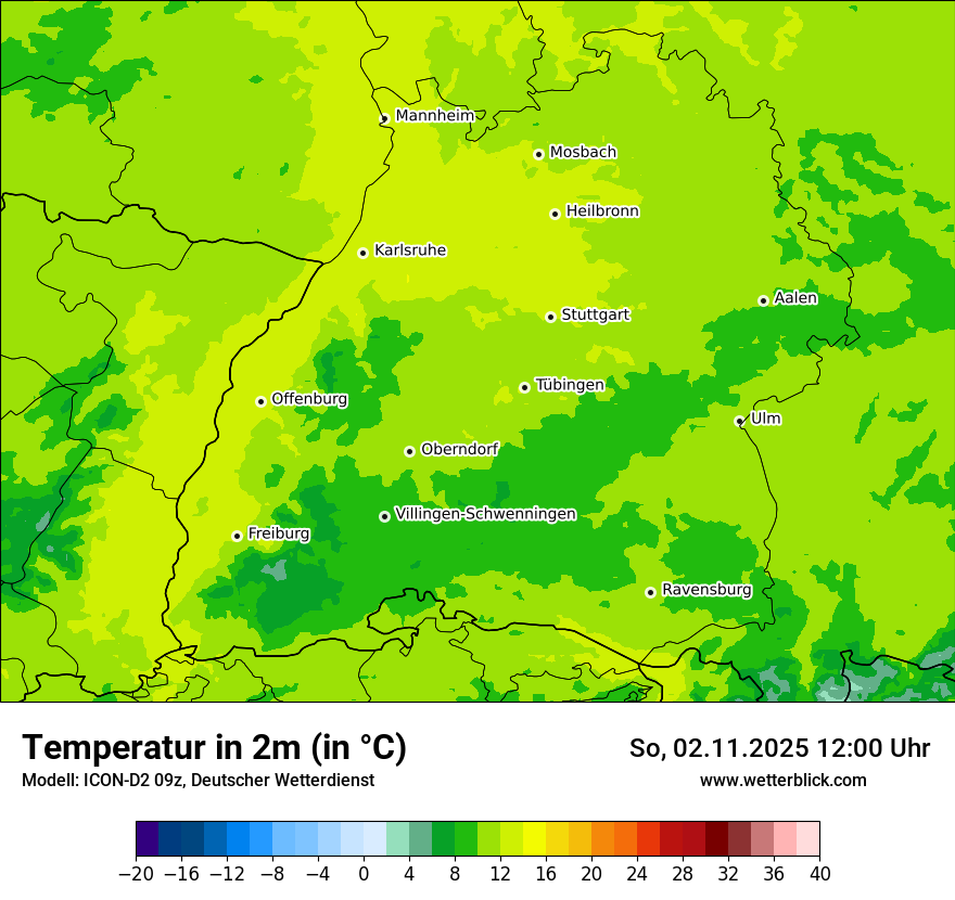 Modellkarten Temperatur