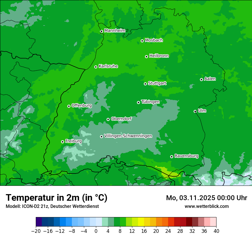 Modellkarten Temperatur