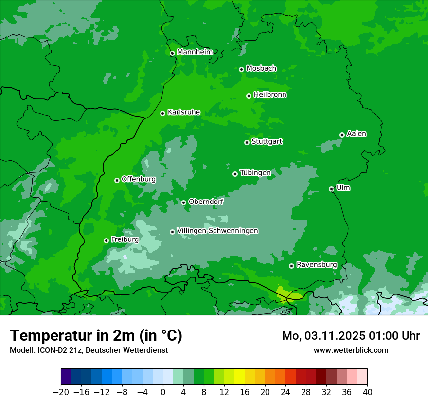 Modellkarten Temperatur