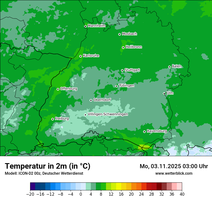 Modellkarten Temperatur