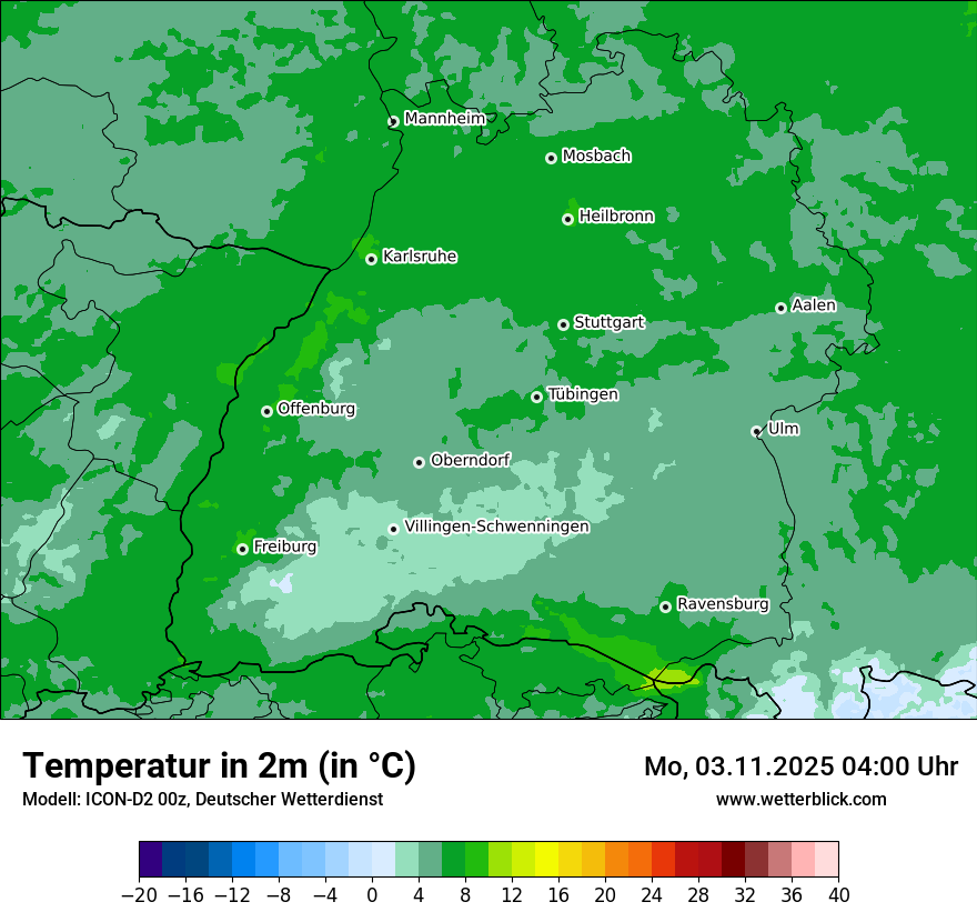 Modellkarten Temperatur
