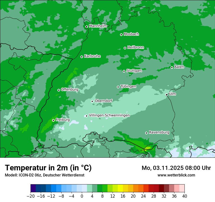 Modellkarten Temperatur