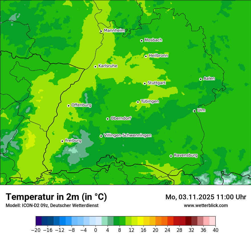 Modellkarten Temperatur