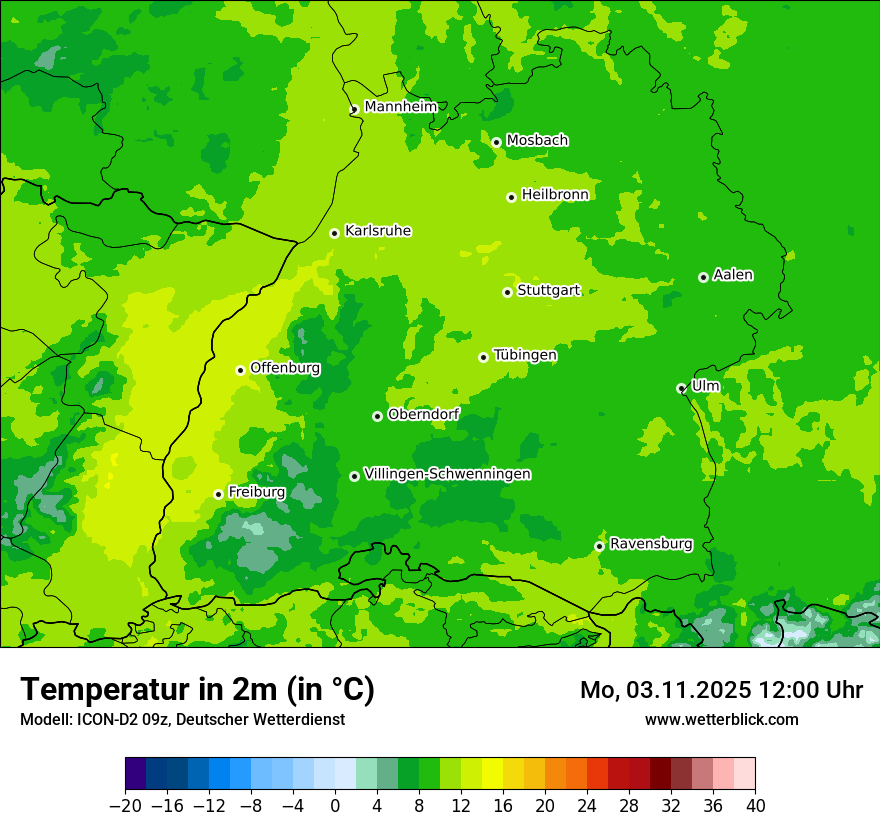 Modellkarten Temperatur
