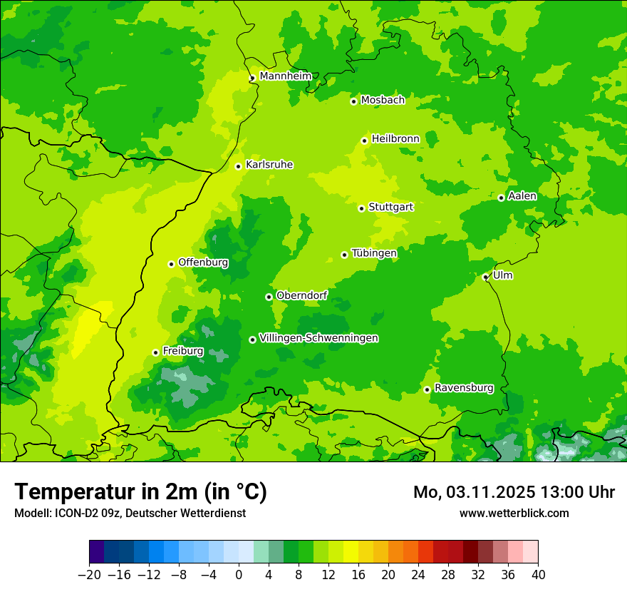 Modellkarten Temperatur