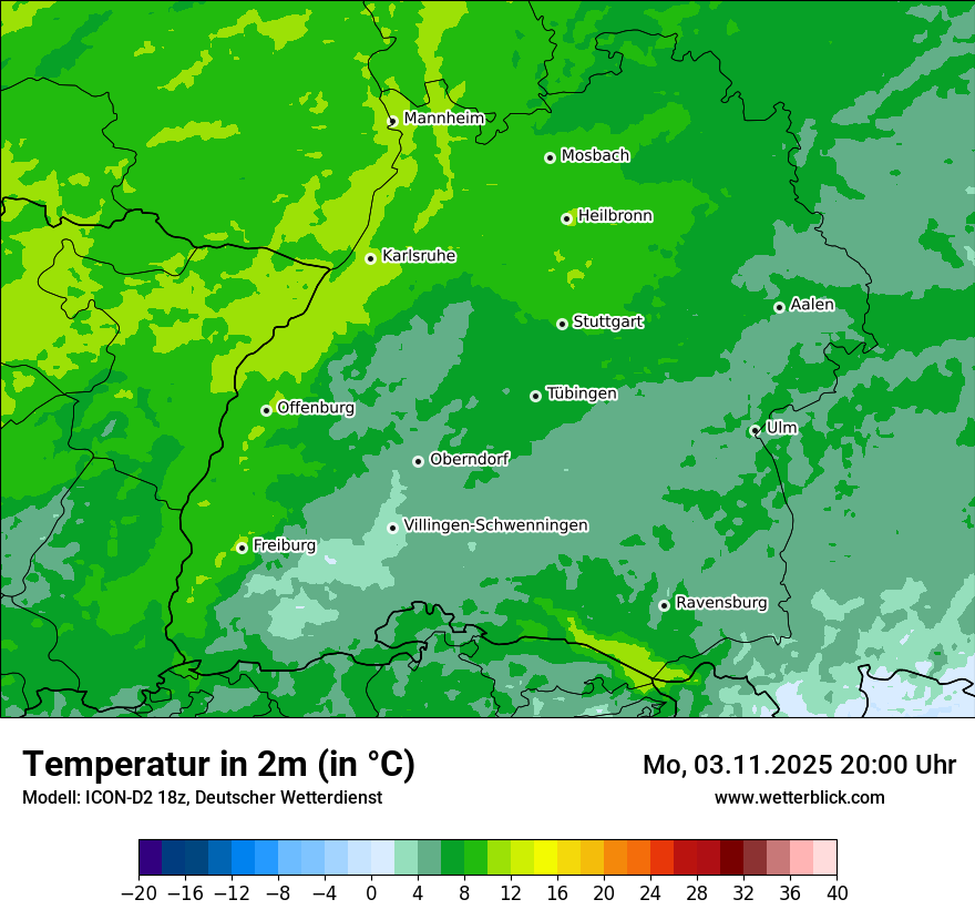 Modellkarten Temperatur