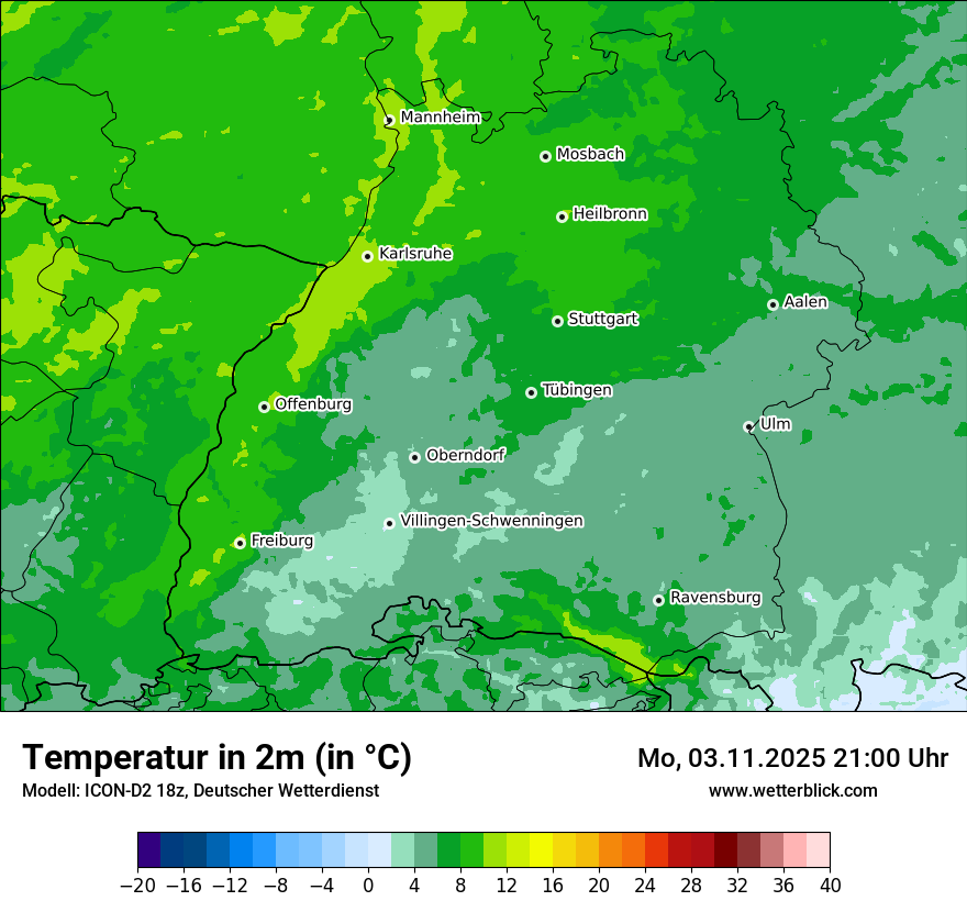 Modellkarten Temperatur