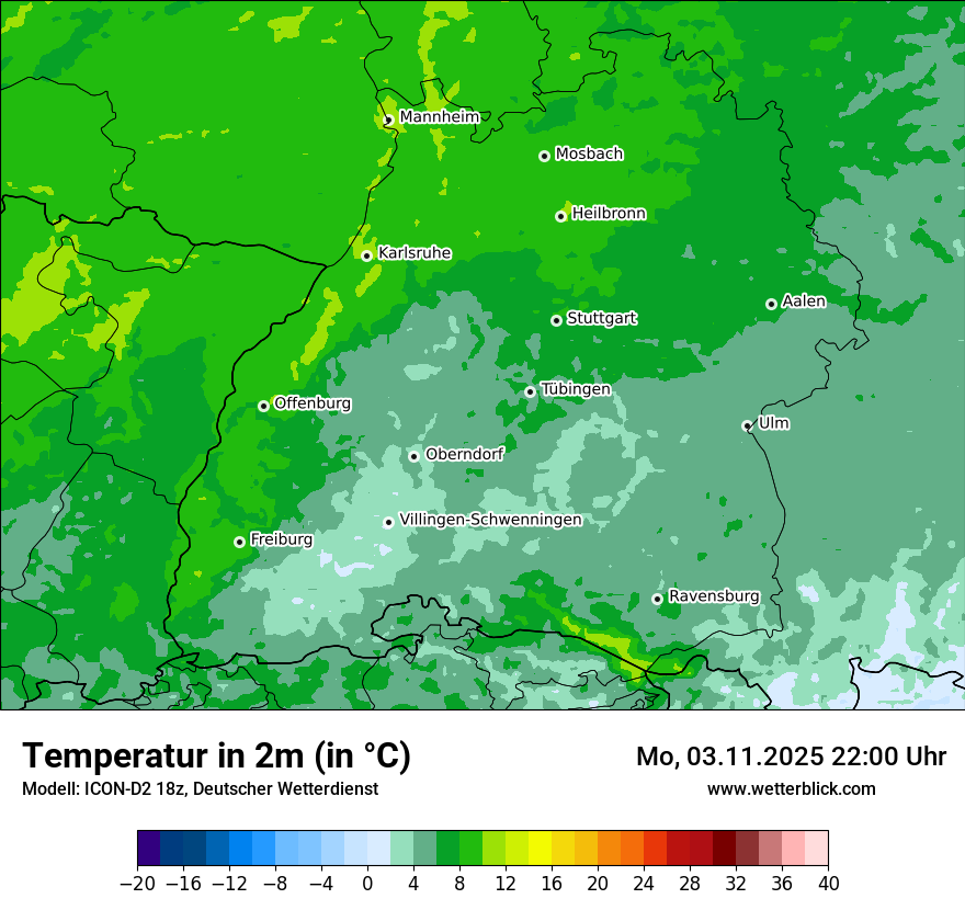 Modellkarten Temperatur
