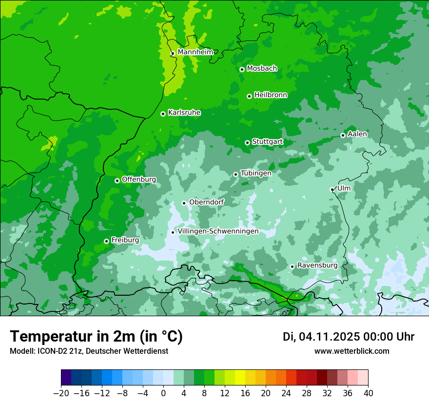 Modellkarten Temperatur