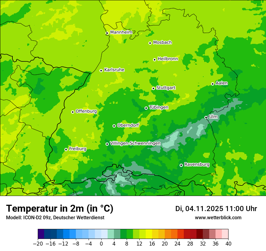 Modellkarten Temperatur