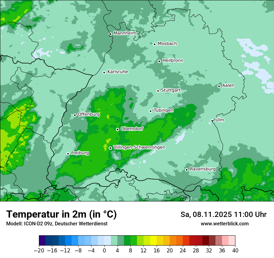 Modellkarten Temperatur