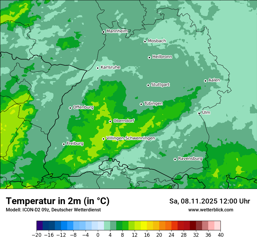 Modellkarten Temperatur