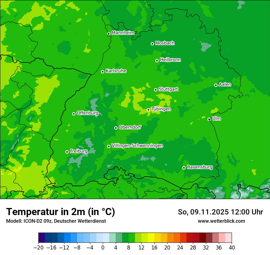 Modellkarten Temperatur