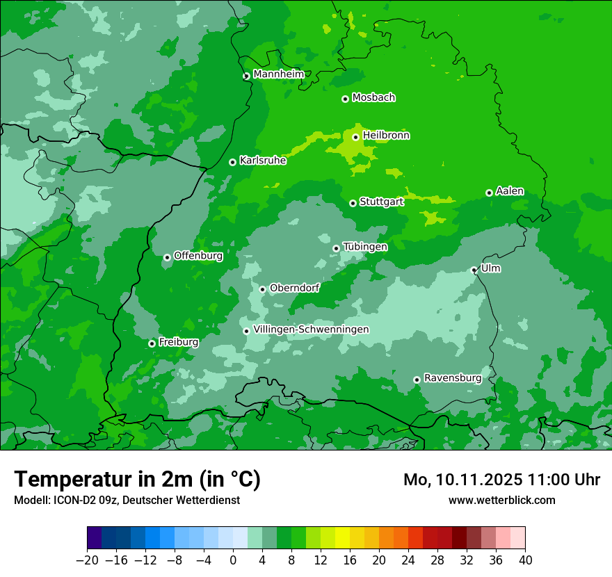 Modellkarten Temperatur