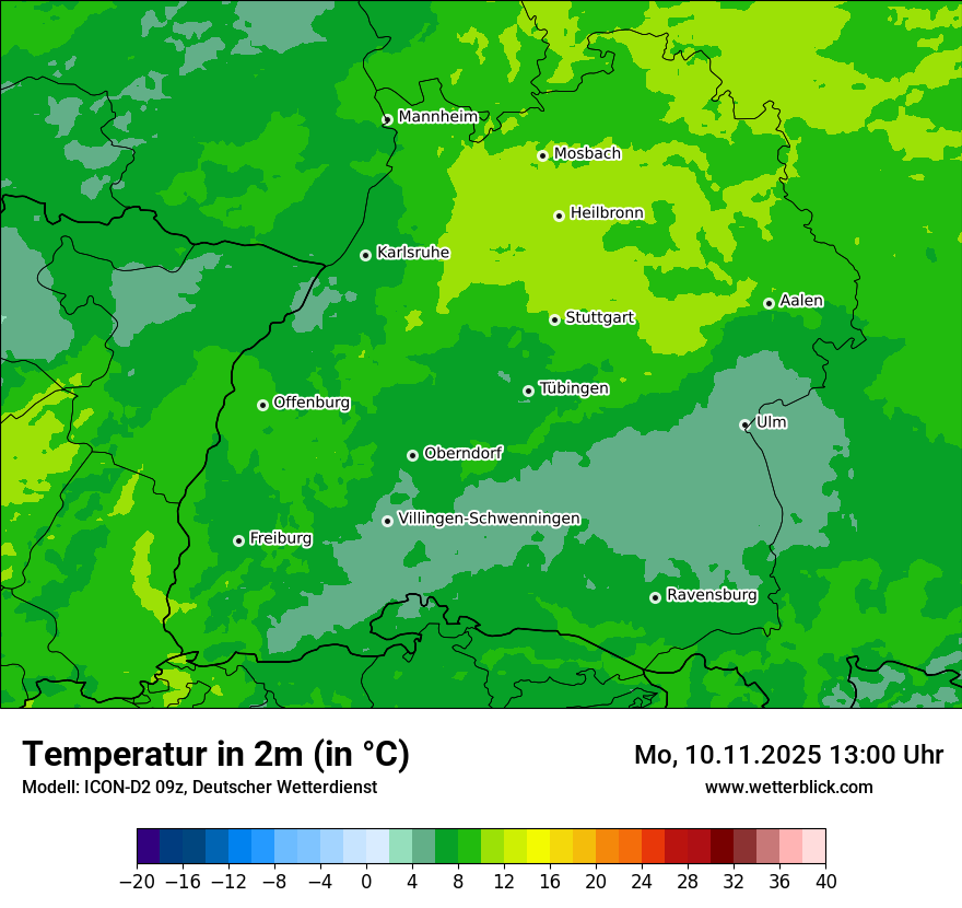 Modellkarten Temperatur