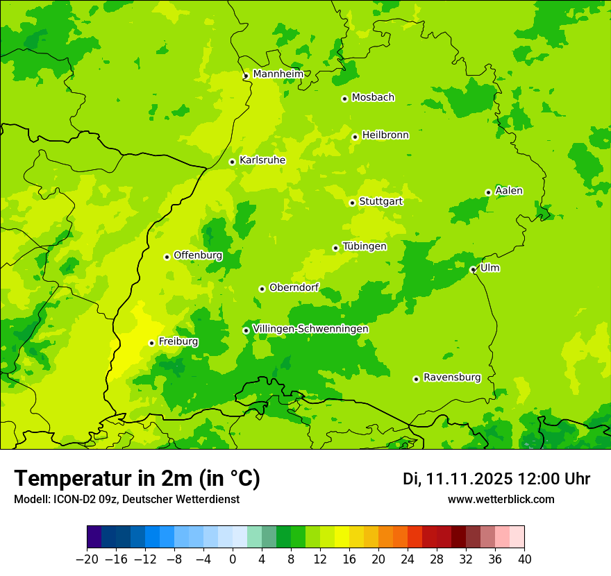 Modellkarten Temperatur