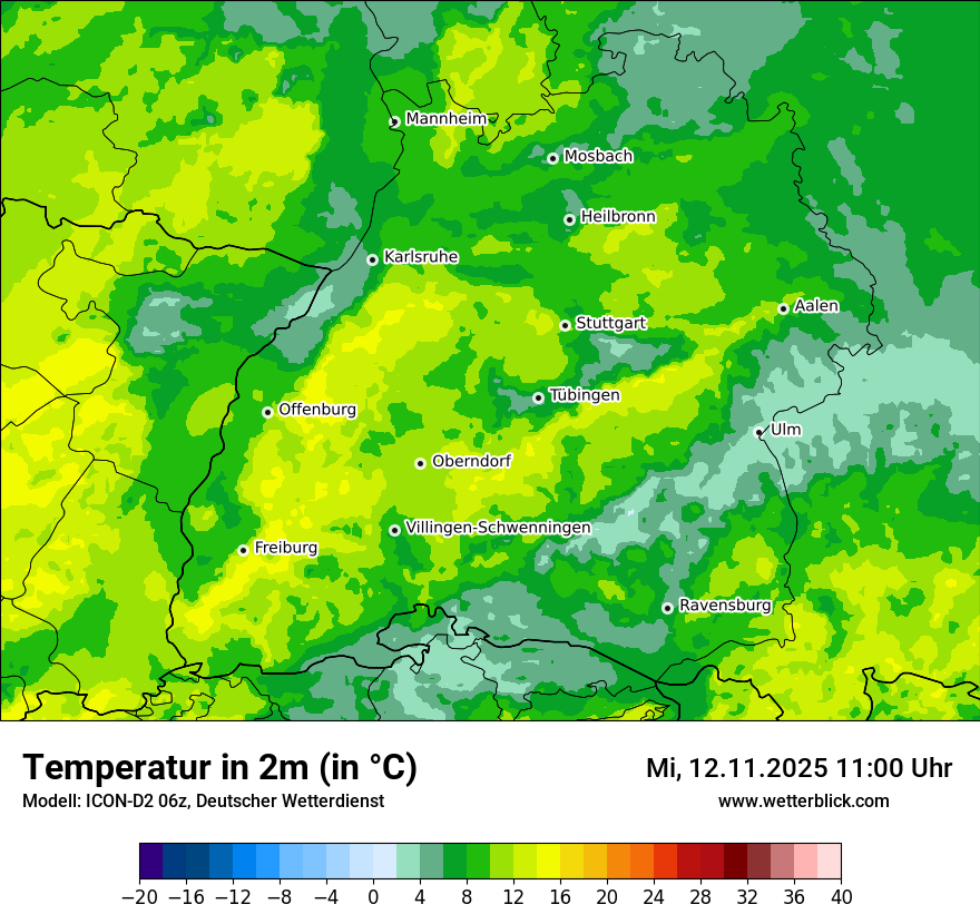 Modellkarten Temperatur