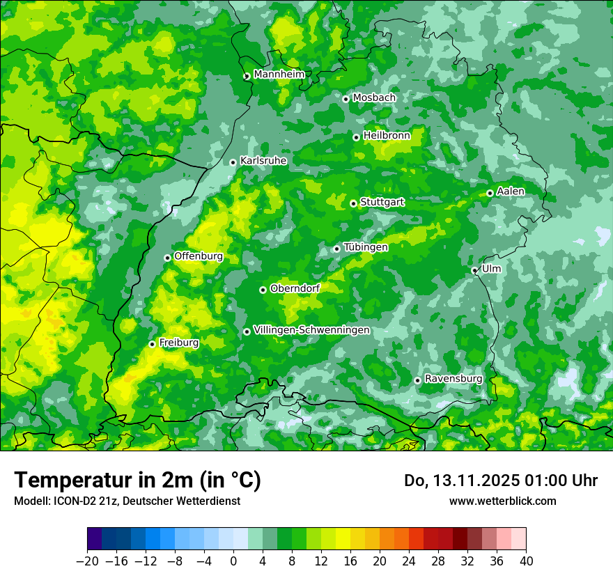 Modellkarten Temperatur