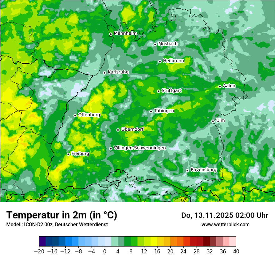 Modellkarten Temperatur