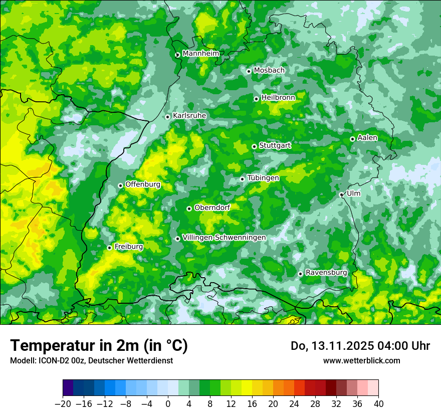 Modellkarten Temperatur