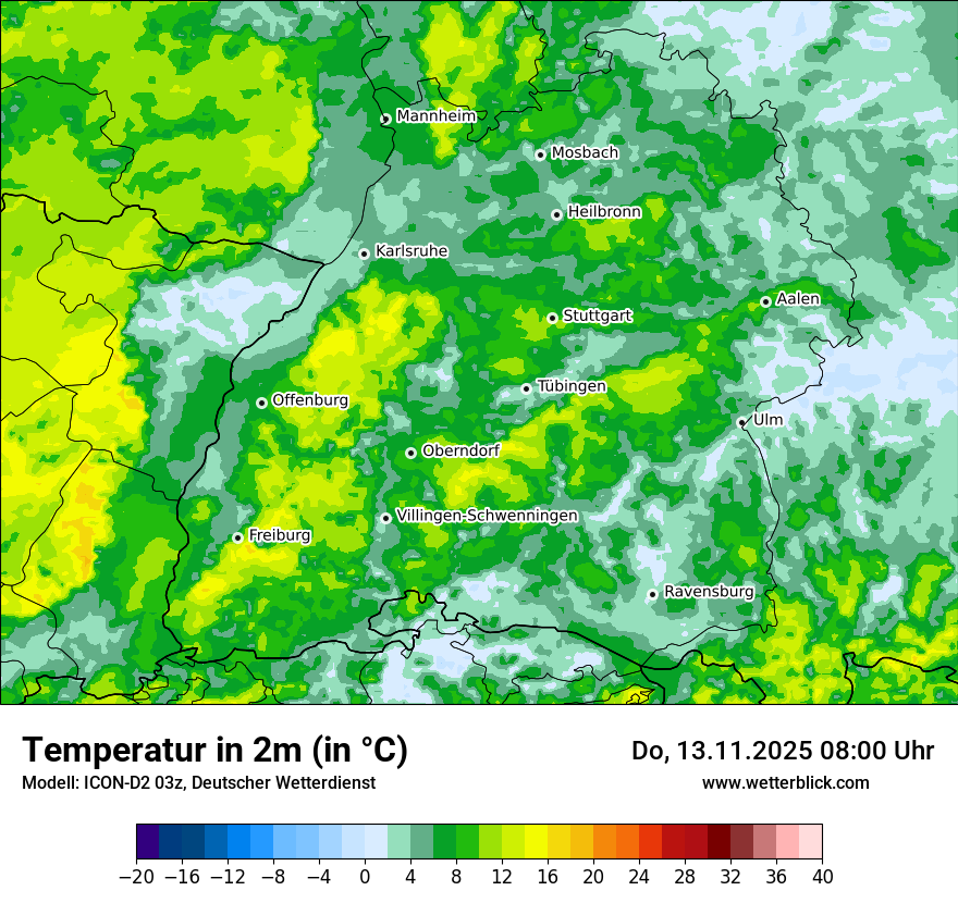 Modellkarten Temperatur