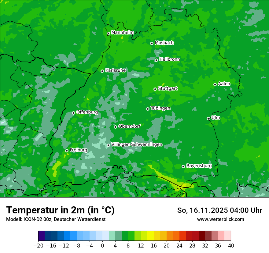 Modellkarten Temperatur
