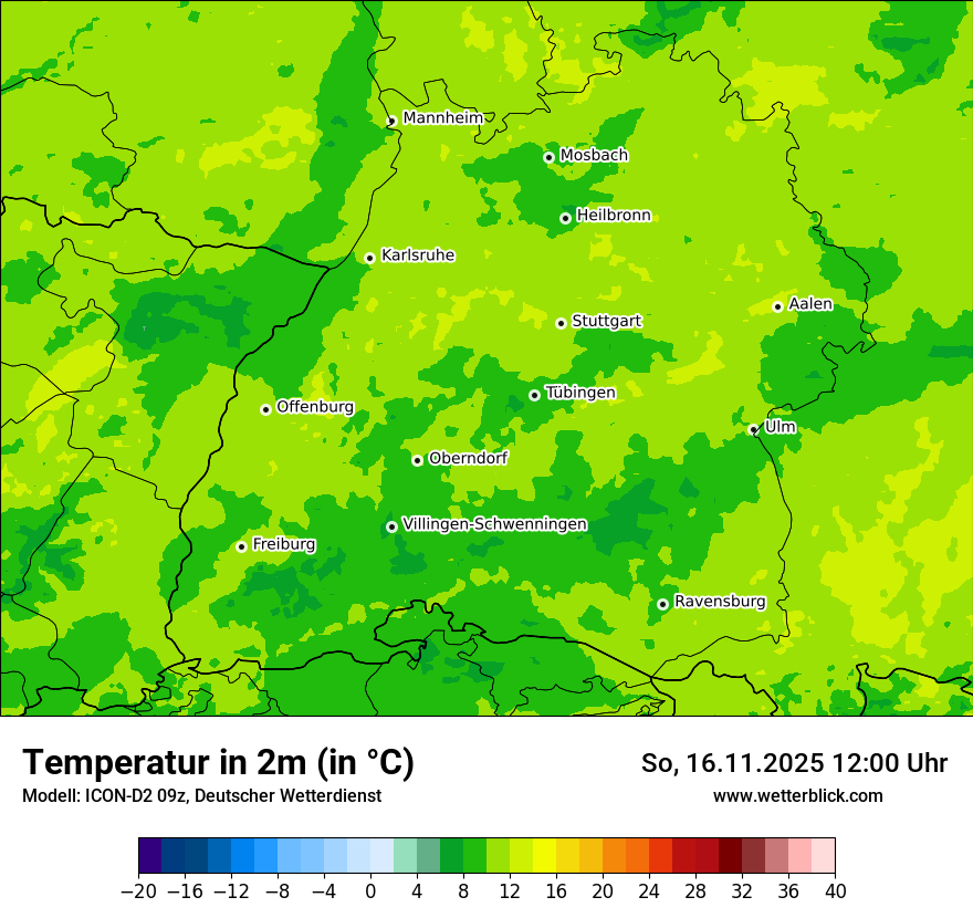 Modellkarten Temperatur