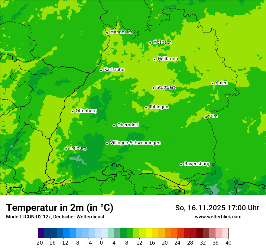 Modellkarten Temperatur