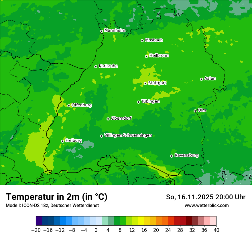Modellkarten Temperatur