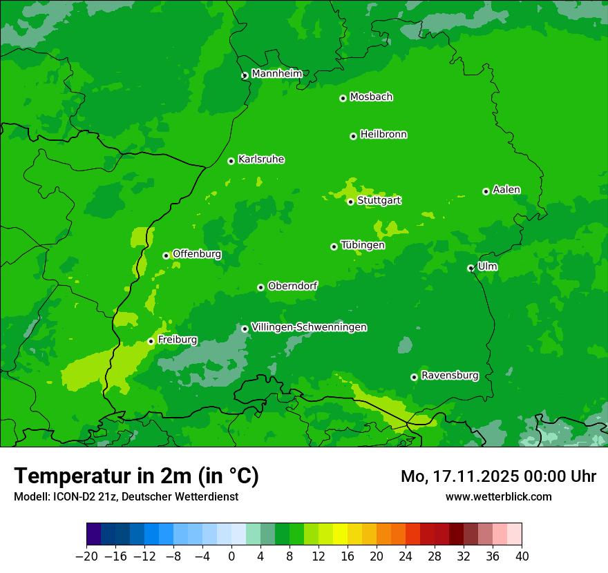 Modellkarten Temperatur