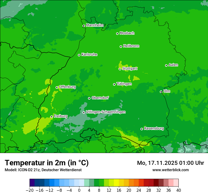 Modellkarten Temperatur