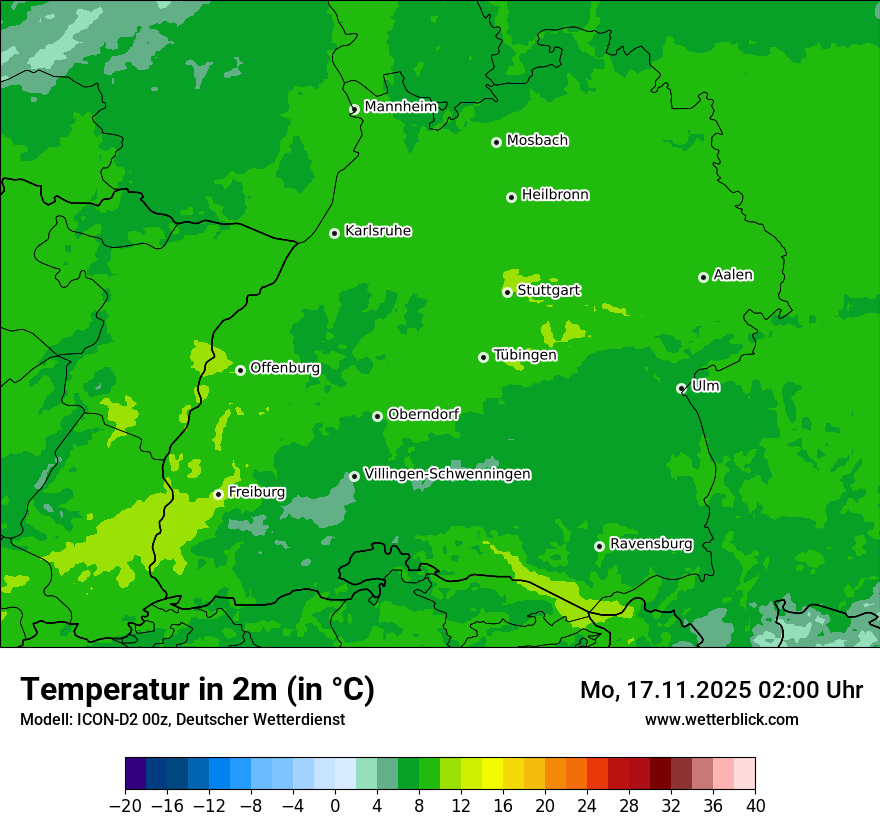 Modellkarten Temperatur