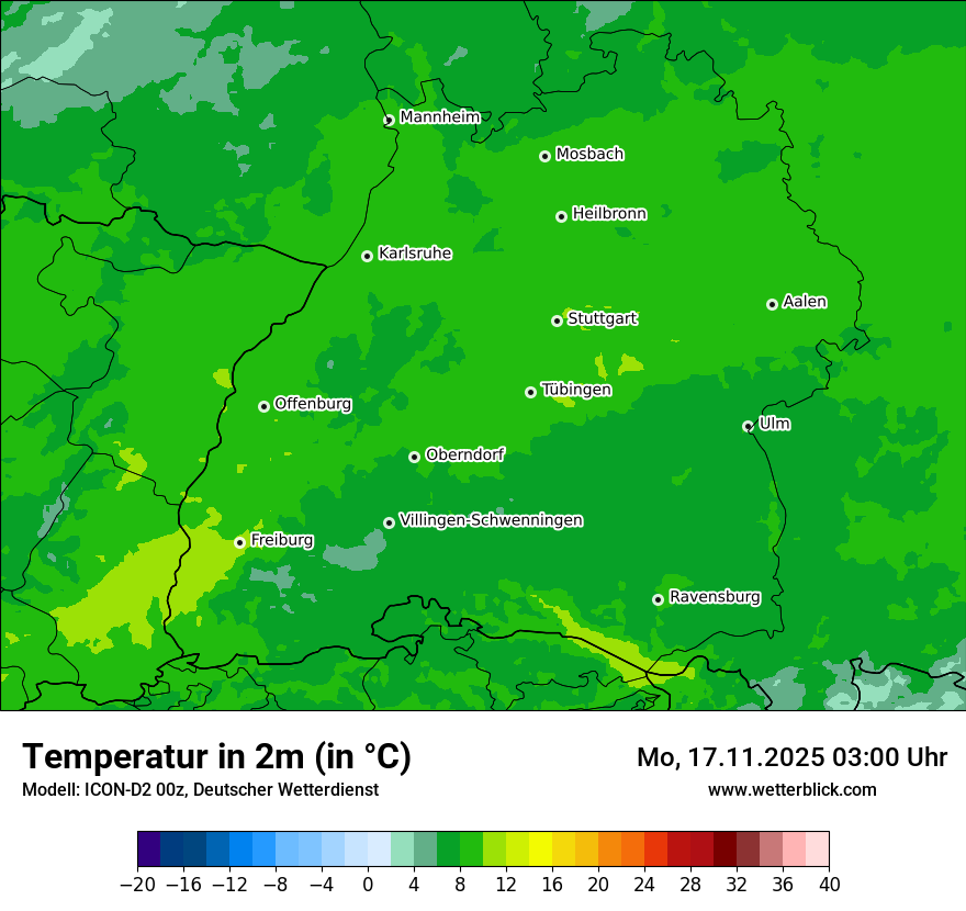 Modellkarten Temperatur