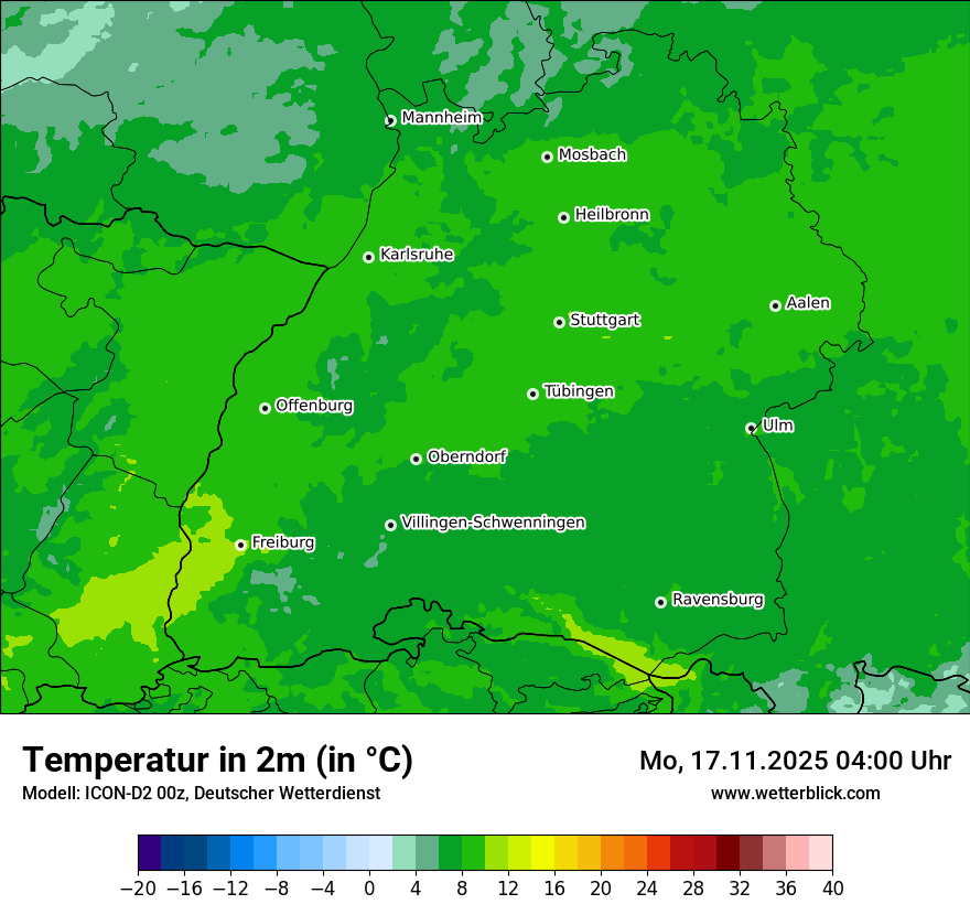 Modellkarten Temperatur
