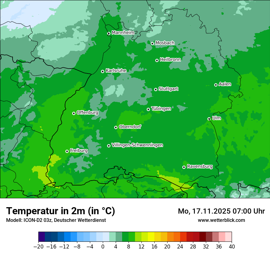 Modellkarten Temperatur