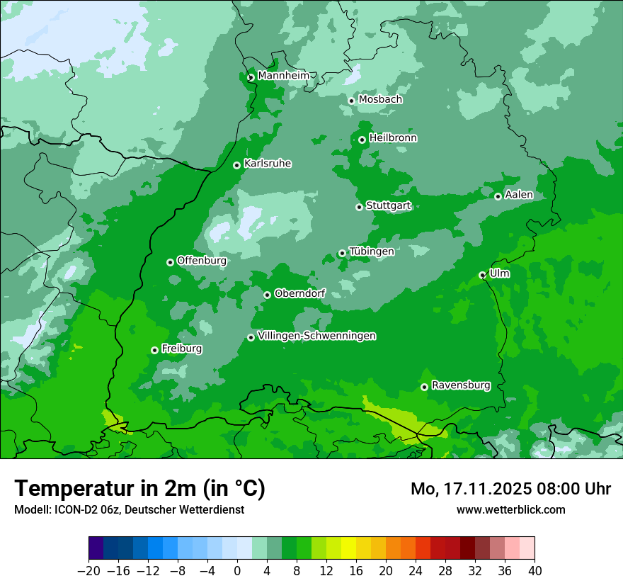 Modellkarten Temperatur