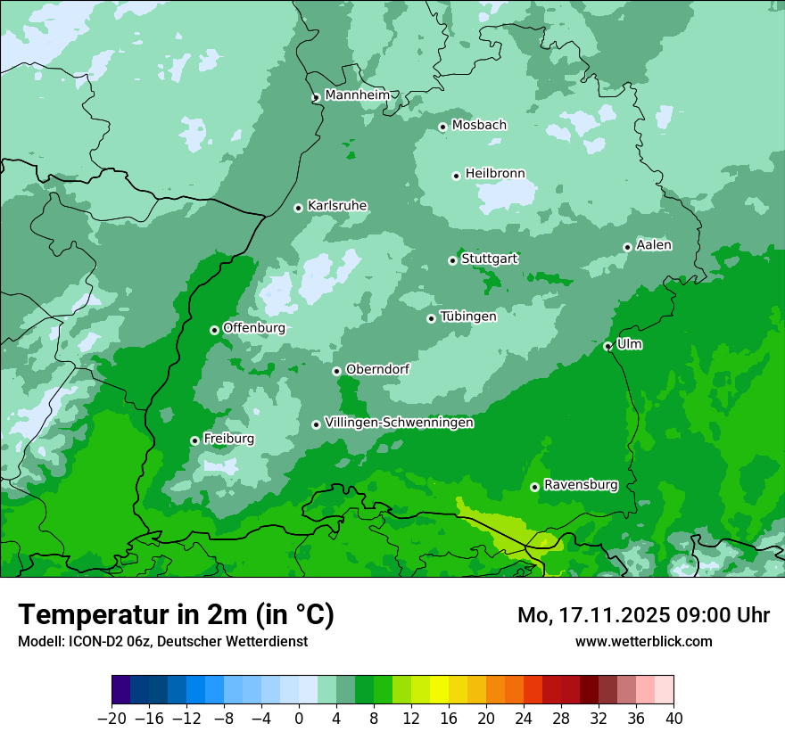 Modellkarten Temperatur