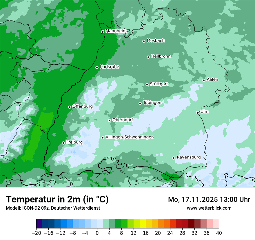 Modellkarten Temperatur