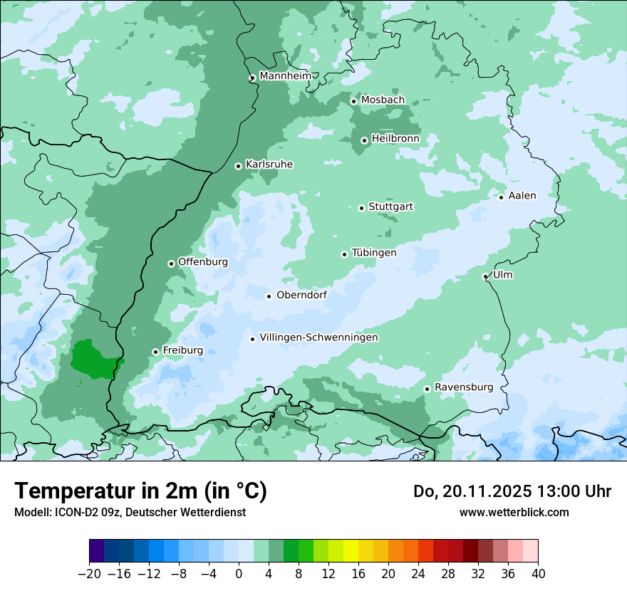 Modellkarten Temperatur