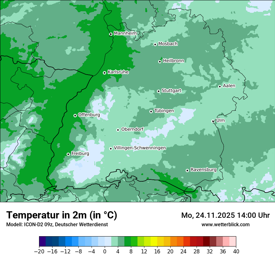 Modellkarten Temperatur