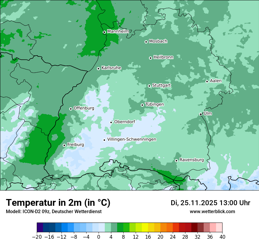 Modellkarten Temperatur