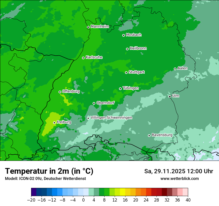 Modellkarten Temperatur