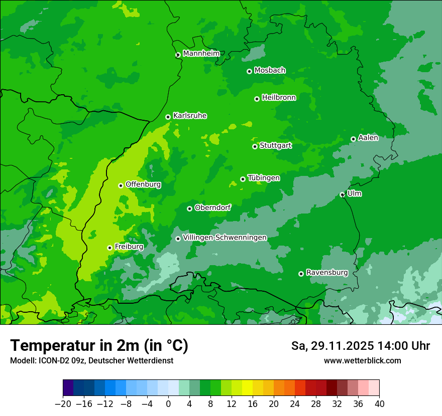 Modellkarten Temperatur