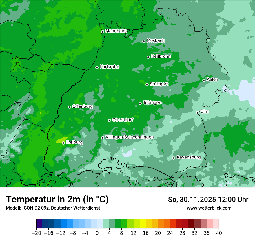 Modellkarten Temperatur
