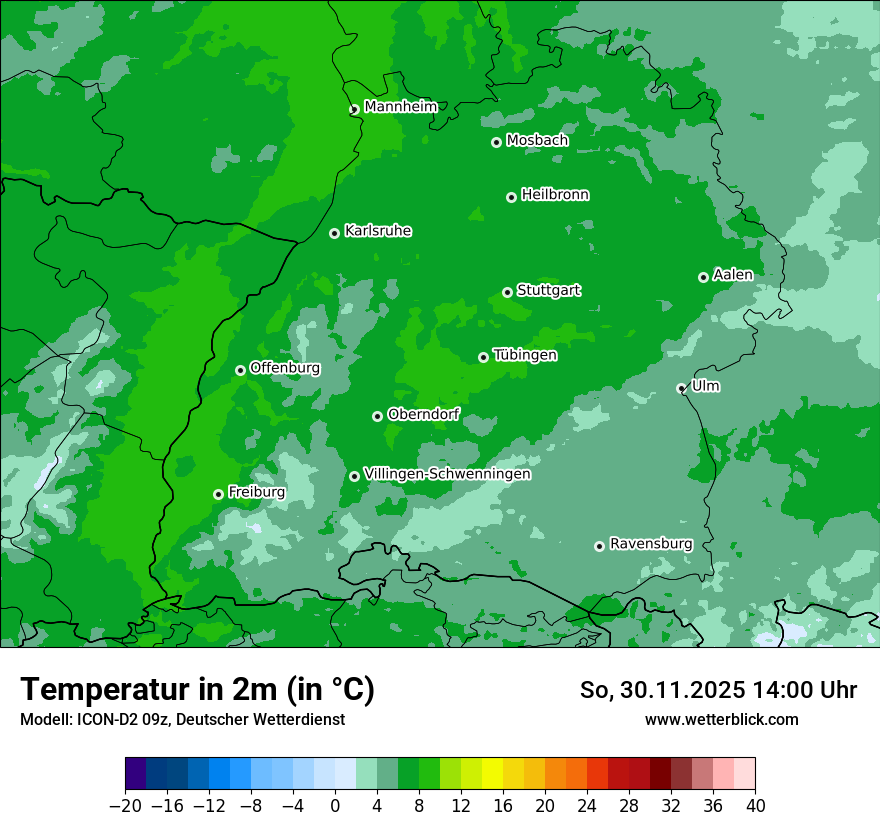 Modellkarten Temperatur