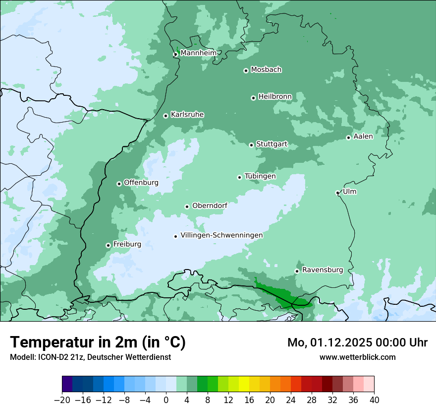 Modellkarten Temperatur