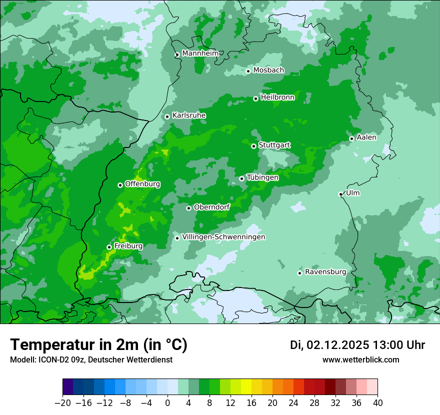 Modellkarten Temperatur