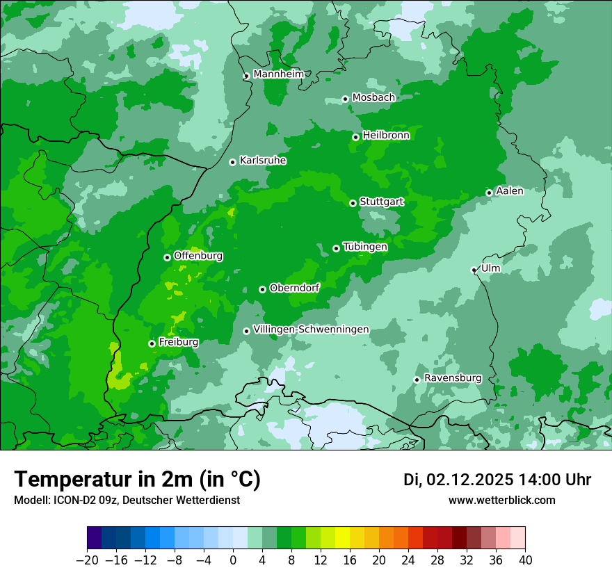 Modellkarten Temperatur